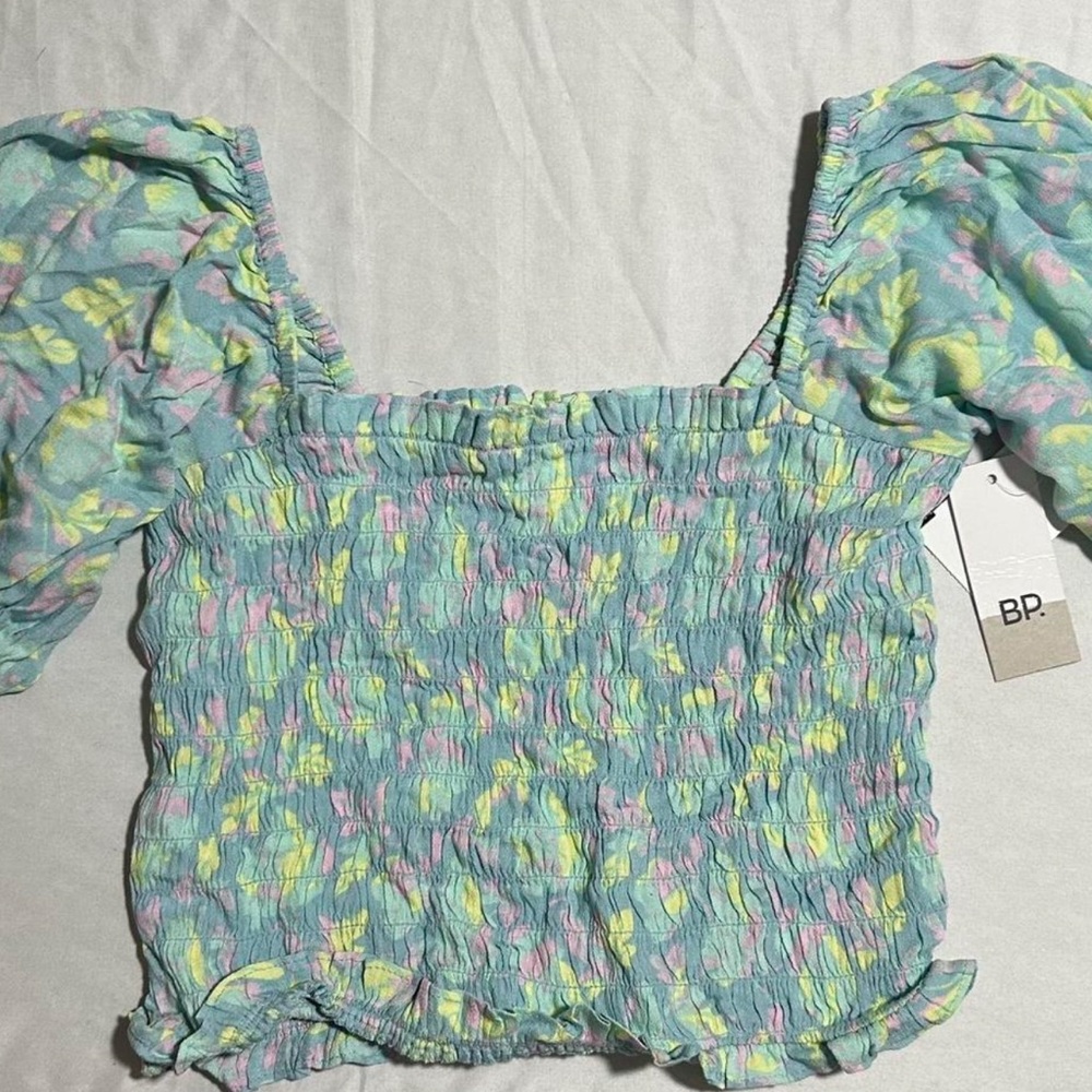 BP Women's Pastel Floral Smocked Blouse